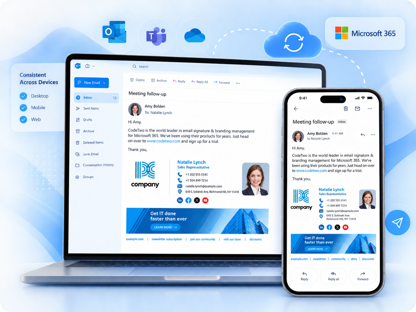 Enterprise email signature management — branded signature visual