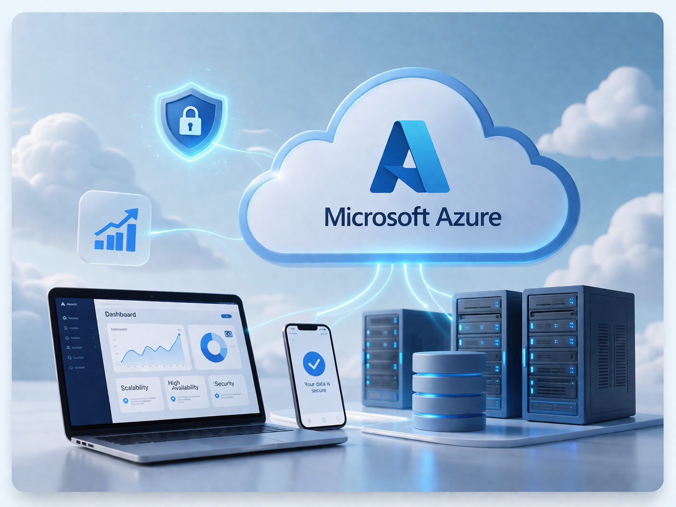 Cloud and infrastructure modernization — connected hybrid infrastructure visual with Azure